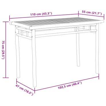 vidaXL Τραπεζαρία Κήπου 110x55x75cm από Μπαμπού 1 τεμ.