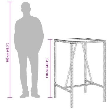 vidaXL Τραπέζι Μπαρ Κήπου Γκρι 70x70x110cm από Συνθετικό Ρατάν 1 τεμ.