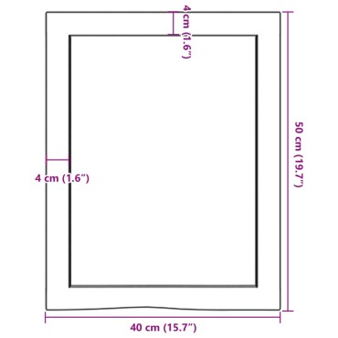 vidaXL Πάγκος Μπάνιου 40x50x(2-6) εκ. από Ακατέργαστο Μασίφ Ξύλο