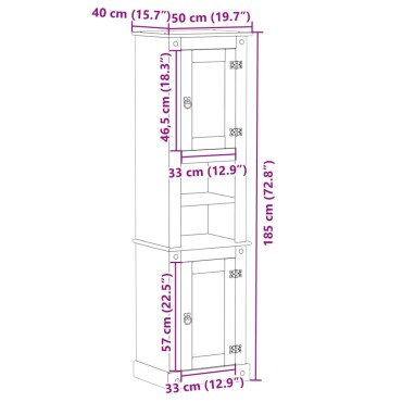 vidaXL Ντουλάπι Μπάνιου Corona 50x40x185cm από Μασίφ Ξύλο Πεύκου