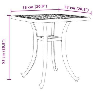 vidaXL Τραπέζι Κήπου Μαύρο 53x53x53cm από Χυτό Αλουμίνιο 1 τεμ.