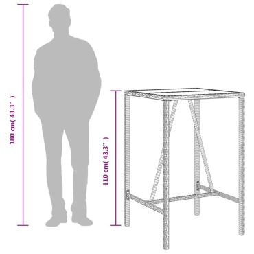 vidaXL Τραπέζι Μπαρ Εξ. Χώρου Καφέ 70x70x110cm Συνθετικό Ρατάν 1 τεμ.