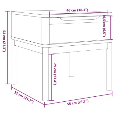 vidaXL Τραπεζάκι FLORO Καφέ 55x55x54cm από Μασίφ Ξύλο Πεύκου