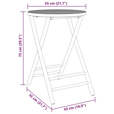 vidaXL Τραπέζι Κήπου Πτυσσόμενο 55x75cm από Μπαμπού 1 τεμ.