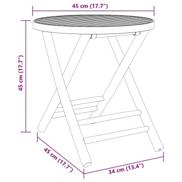 vidaXL Τραπέζι Κήπου Πτυσσόμενο 45x45cm από Μπαμπού 1 τεμ.