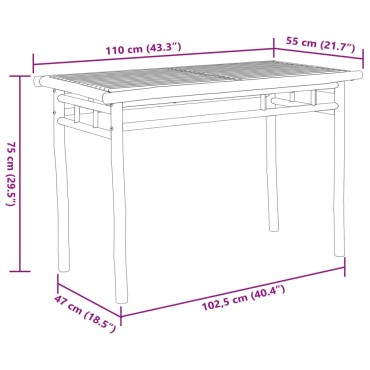 vidaXL Σετ Τραπεζαρίας Κήπου 5 τεμ. από Μπαμπού 110x55x75cm