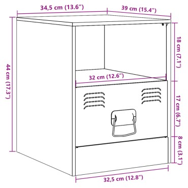 vidaXL Κομοδίνο Ανθρακί 34,5x39x44cm από Χάλυβα 1 τεμ.