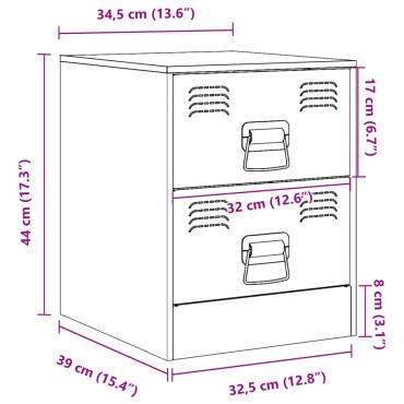 vidaXL Κομοδίνο Μαύρο 34,5x39x44cm από Χάλυβα 1 τεμ.