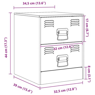 vidaXL Κομοδίνο Κίτρινο 34,5x39x44cm από Χάλυβα 1 τεμ.