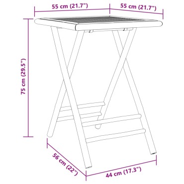 vidaXL Σετ Επίπλων Bistro 3 τεμ. από Μπαμπού 55x55x75cm