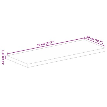 vidaXL Επιφάνεια Τραπεζιού Ορθογώνια 70x50x2,5cm Μασίφ Ξύλο Ακακίας 1 τεμ.