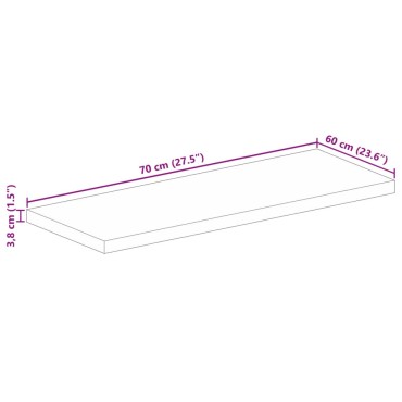 vidaXL Επιφάνεια Τραπεζιού Ορθογώνια 70x60x3,8cm Μασίφ Ξύλο Ακακίας 1 τεμ.