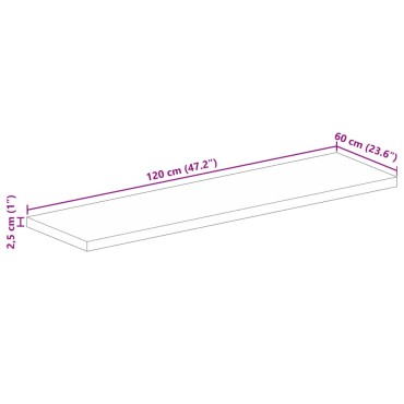 vidaXL Επιφάνεια Τραπεζιού Ορθογώνια 120x60x2,5cm Μασίφ Ξύλο Ακακίας 1 τεμ.