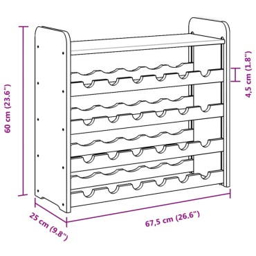 vidaXL Ραφιέρα Κρασιών με Επάνω Σανίδα 67,5x25x60cm Μασίφ Ξύλο Πεύκου 1 τεμ.