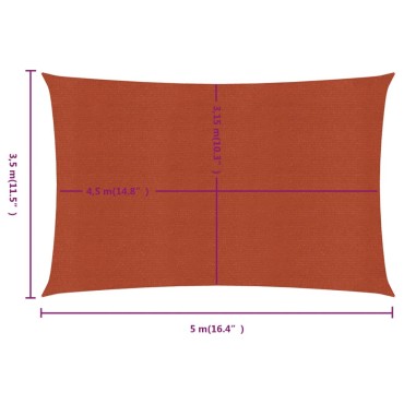 vidaXL Πανί Σκίασης Ορθογώνιο Τερακότα 3,5x5 μ. HDPE 160 γρ./μ²