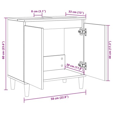 vidaXL Ντουλάπι Νιπτήρα Sonoma Δρυς 58x33x60cm Επεξεργασμένο Ξύλο 1 τεμ.