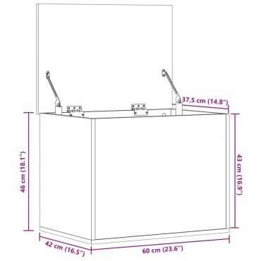 vidaXL Κουτί Αποθήκευσης Μαύρο 60x42x46cm Επεξεργασμένο Ξύλο 1 τεμ.