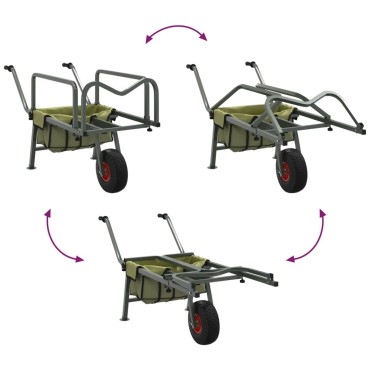 vidaXL Καρότσι Ψαρέματος με Τροχούς Πράσινο Ατσάλι με Ηλ. Βαφή Πούδρας