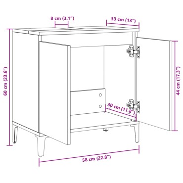 vidaXL Ντουλάπι Νιπτήρα Sonoma Δρυς 58x33x60cm Επεξεργασμένο Ξύλο 1 τεμ.