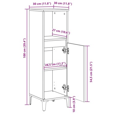 vidaXL Ντουλάπι Μπάνιου Sonoma Δρυς 30x30x100cm Επεξεργασμένο Ξύλο