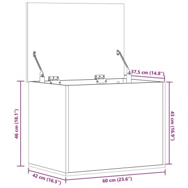 vidaXL Κουτί Αποθήκευσης Καπνιστή Δρυς 60x42x46cm Επεξεργασμένο Ξύλο 1 τεμ.