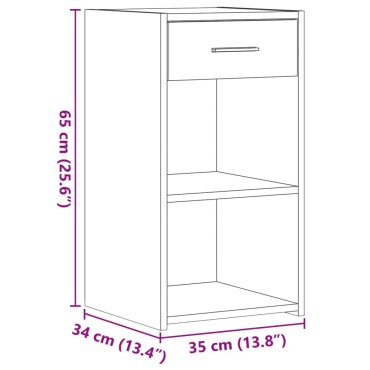 vidaXL Κομοδίνο Γκρι Sonoma 35x34x65cm από Επεξεργασμένο Ξύλο 1 τεμ.