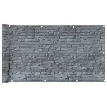 vidaXL Περίφραξη Μπαλκονιού Σχέδιο Ledge Stone Γκρι 300x75 εκ. PVC