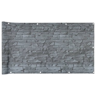 vidaXL Περίφραξη Μπαλκονιού Σχέδιο Ledge Stone Γκρι 400x75 εκ. PVC