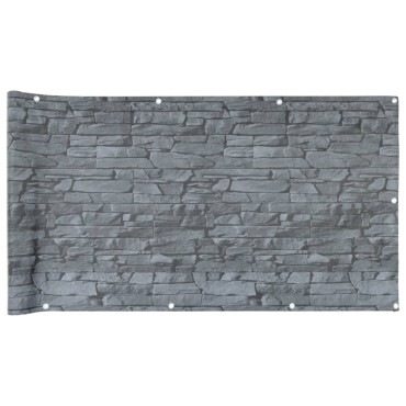 vidaXL Περίφραξη Μπαλκονιού Σχέδιο Ledge Stone Γκρι 500x75 εκ. PVC