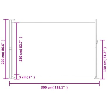 vidaXL Σκίαστρο Πλαϊνό Συρόμενο Βεράντας Κρεμ 220 x 300 εκ.