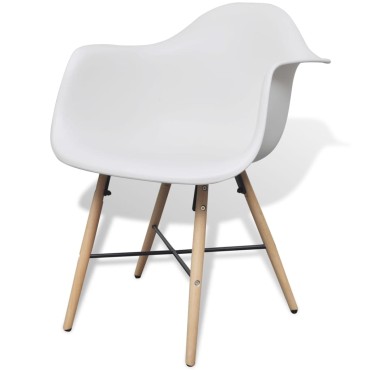 vidaXL Καρέκλες Τραπεζαρίας 2 τεμ. Λευκές Πλαστικό/ Ξύλο Οξιάς 62x57,5x78,5cm