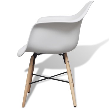 vidaXL Καρέκλες Τραπεζαρίας 2 τεμ. Λευκές Πλαστικό/ Ξύλο Οξιάς 62x57,5x78,5cm