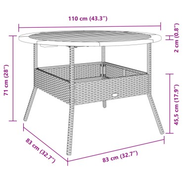 vidaXL Τραπέζι Κήπου Επιφάνεια Ακακίας Μπεζ 110x71cm Συνθ. Ρατάν 1 τεμ.