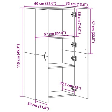 vidaXL Αρχειοθήκη Μαύρη 60x32x115cm από Επεξεργασμένο Ξύλο 1 τεμ.