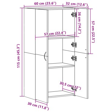 vidaXL Αρχειοθήκη Καπνιστή Δρυς 60x32x115cm Επεξ. Ξύλο 1 τεμ.