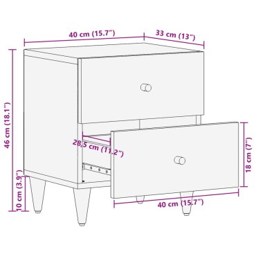 vidaXL Κομοδίνα 2 τεμ. 40x33x46cm από Μασίφ Ξύλο Μάνγκο