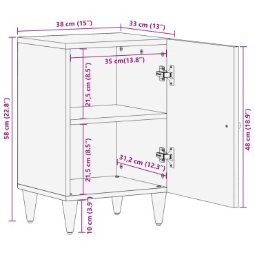 vidaXL Ντουλάπι Μπάνιου 38x33x58cm από Μασίφ Ξύλο Μάνγκο