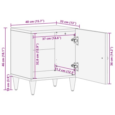 vidaXL Κομοδίνο 40x33x46cm από Μασίφ Ξύλο Μάνγκο 1 τεμ.