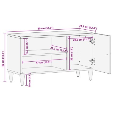 vidaXL Έπιπλο Τηλεόρασης 80x31,5x46cm από Μασίφ Ξύλο Μάνγκο 1 τεμ.