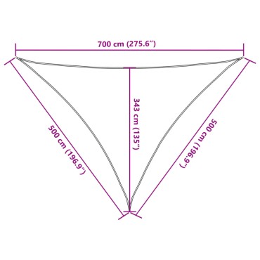 vidaXL Σκίαστρο Ιστιοπλοΐας Χρ. Άμμου 7x5x5 μ. 100% Πολυεστέρας Oxford