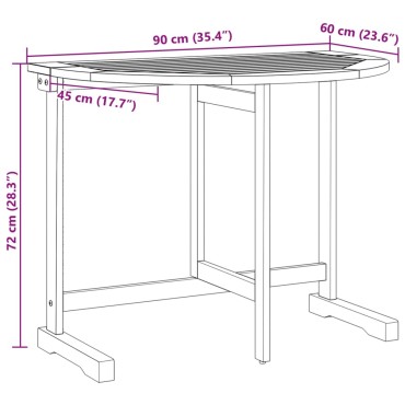 vidaXL Τραπέζι Μπαλκονιού Πτυσσόμενο 90x60x72cm Μασίφ Ξύλο Ακακίας 1 τεμ.