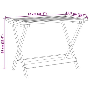 vidaXL Τραπέζι Κήπου Πτυσσόμενο 90x52,5x65cm Μασίφ Ξύλο Ακακίας 1 τεμ.