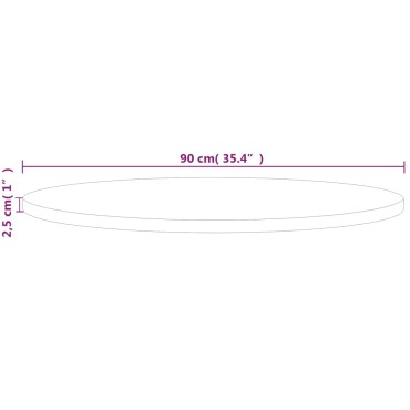 vidaXL Επιφάνεια Τραπεζιού Στρογγυλή 90x2,5cm Μασίφ Ξύλο Δρυς 1 τεμ.