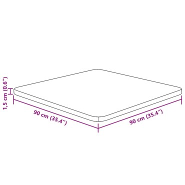 vidaXL Επιφάνεια Τραπεζιού Τετράγωνη 90x90x1,5cm Μασίφ Ξύλο Δρυς 1 τεμ.