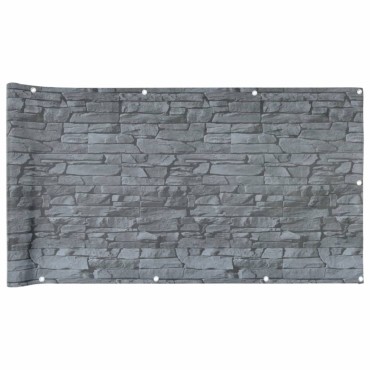 vidaXL Περίφραξη Μπαλκονιού Σχέδιο Ledge Stone Γκρι 600x90 εκ. PVC