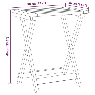 vidaXL Τραπέζι Κήπου Πτυσσόμενο 50x36x60cm Μασίφ Ξύλο Ακακίας 1 τεμ.