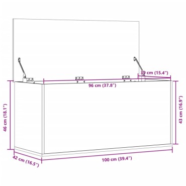 vidaXL Κουτί Αποθήκευσης Γκρι sonoma 100x42x46cm Επεξεργασμένο Ξύλο 1 τεμ.