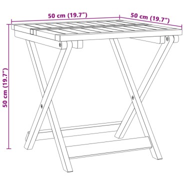 vidaXL Τραπέζι Κήπου Πτυσσόμενο 50x50x50cm Μασίφ Ξύλο Ακακίας 1 τεμ.