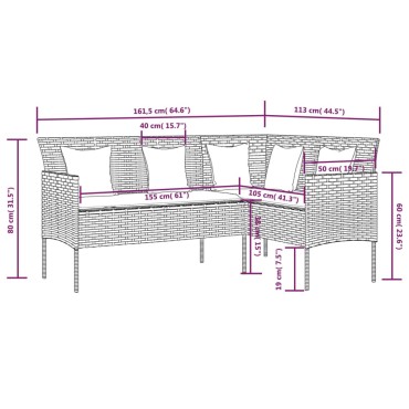 vidaXL Σαλόνι Σε Σχήμα L 5 τεμ. Γκρι Συνθετικό Ρατάν με Μαξιλάρια 90x50x71cm