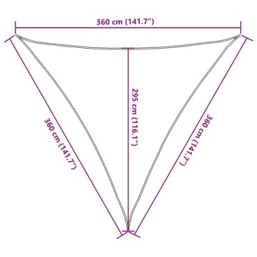 vidaXL Σκίαστρο Ιστιοπλοΐας Χρ. Άμμου 3,6x3,6x3,6μ. Πολυεστέρας Oxford